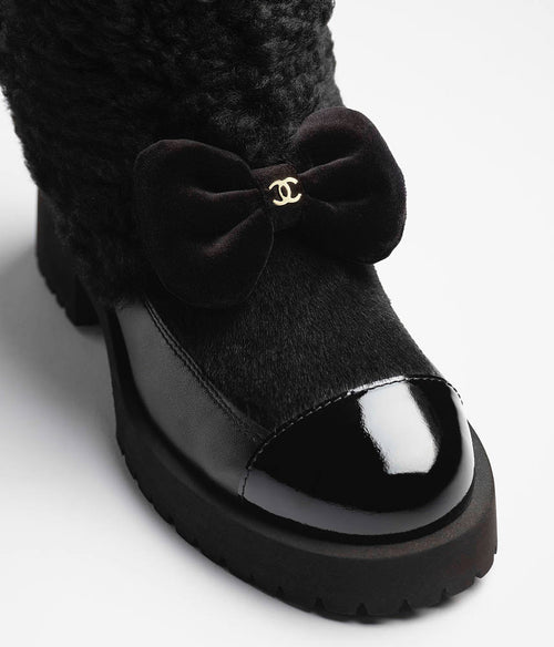 Chanel Shearling Camellia Long Boots