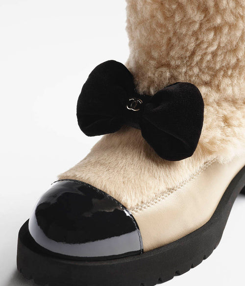 Chanel Shearling Camellia Long Boots