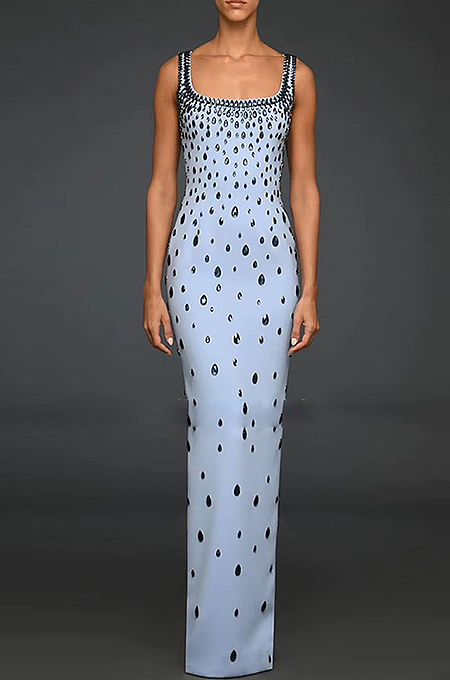 “Glacia Lustré” Embellished Column Mirror Gown