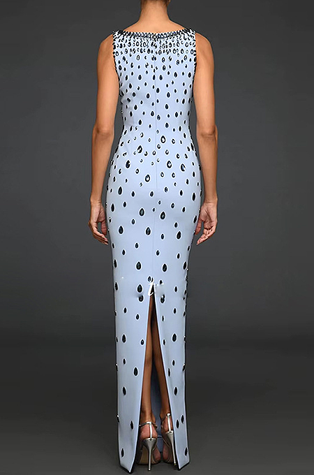 “Glacia Lustré” Embellished Column Mirror Gown