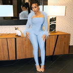 “Celestique” Feather-Trimmed Satin Jumpsuit