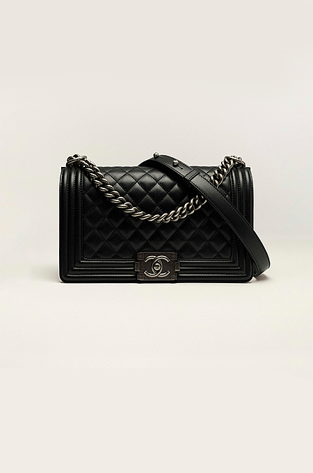 CHANEL “Boy de Noir” Quilted Lambskin Shoulder Bag