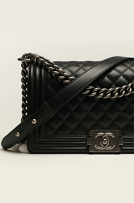 CHANEL “Boy de Noir” Quilted Lambskin Shoulder Bag