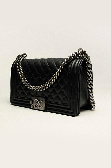 CHANEL “Boy de Noir” Quilted Lambskin Shoulder Bag