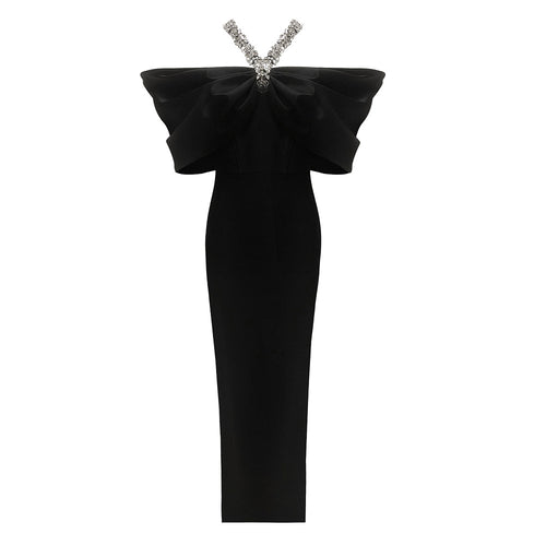 “Étoile Royale” Sculpted Bow Gown with Crystal Strap Detailing