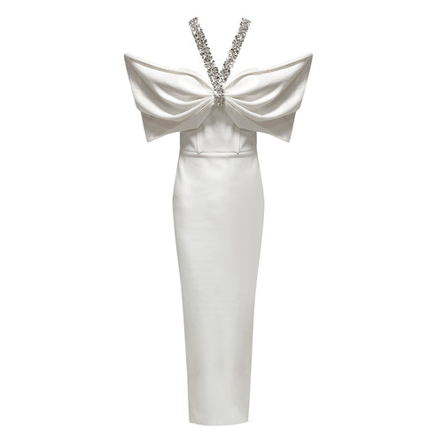“Étoile Royale” Sculpted Bow Gown with Crystal Strap Detailing