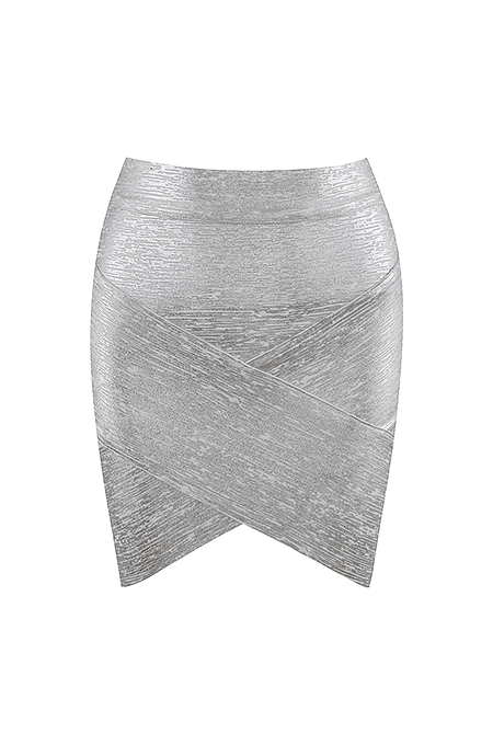 “Lustra Curve” Metallic Sculpted Mini Skirt