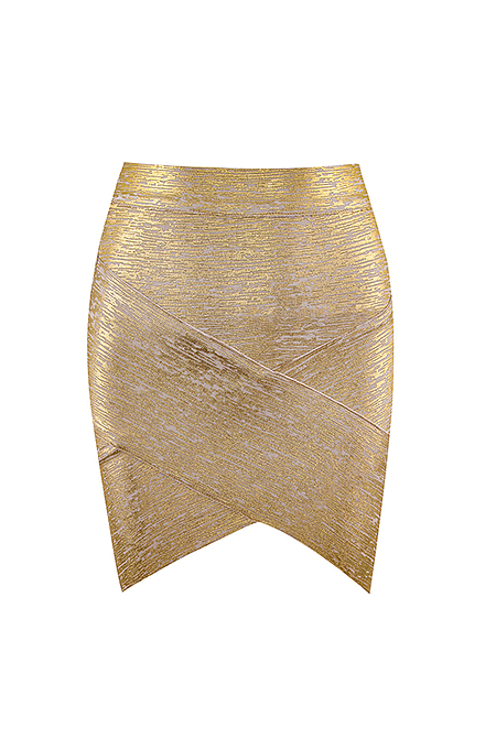 “Lustra Curve” Metallic Sculpted Mini Skirt