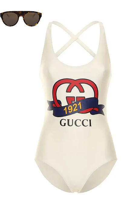 “Anno di Stile”Heritage Logo Swimsuit by Gucci