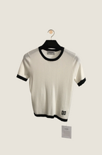 Chanel Contrast-Trim Monogram Knit Tee