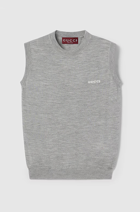 “Argento Linea” Embroidered Logo Sleeveless Top
