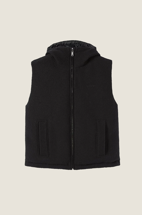 Gucci Noir Shearling Hooded Vest