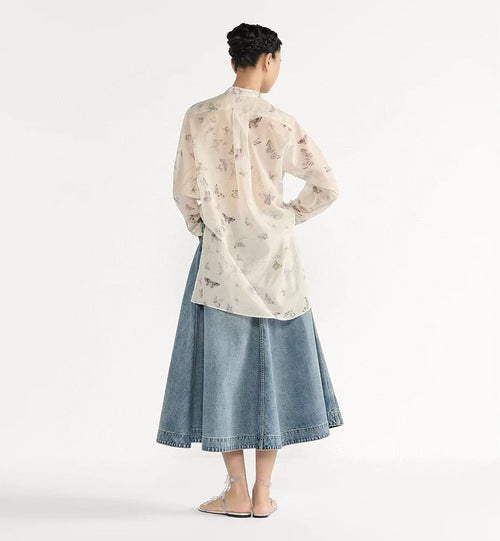 “Papillon Poétique” Ruffled Silk Blouse — Christian Dior