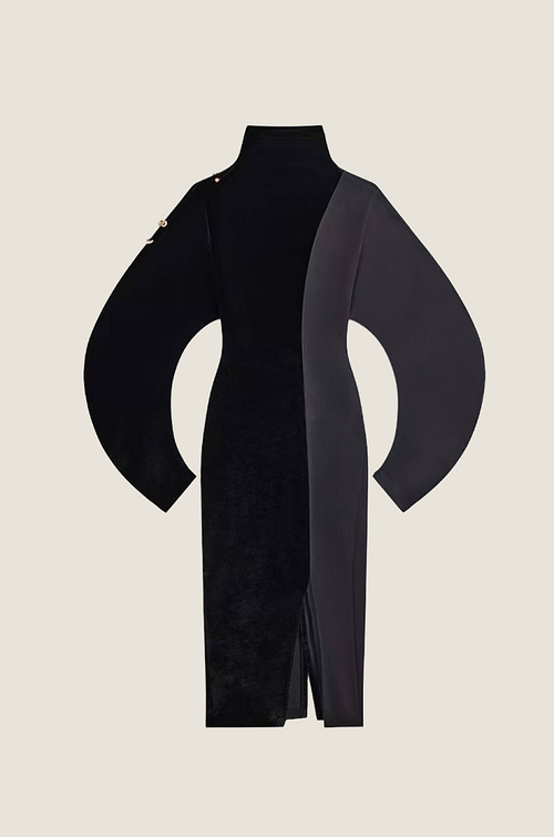 Schiaparelli “Lune Noire” Sculptural Velvet Dress