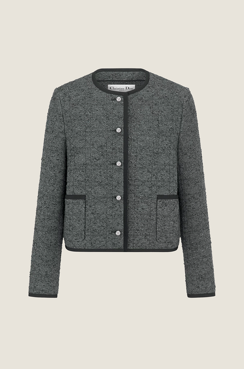 Dior “Gris Élégance” Tweed Cropped Jacket