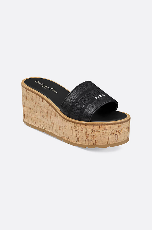 Christian Dior “Cannage Cork Elevé” Wedge Slides
