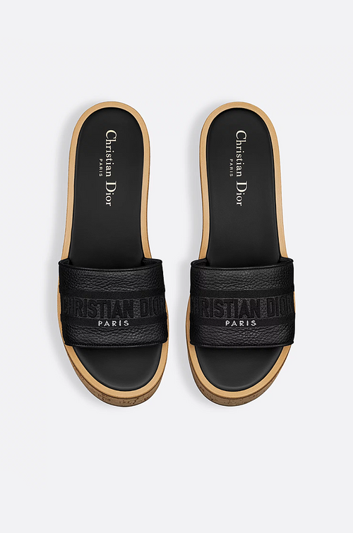 Christian Dior “Cannage Cork Elevé” Wedge Slides