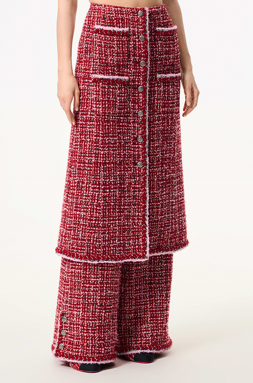 Chanel “Rouge Atelier” Tweed Wide-Leg Pants