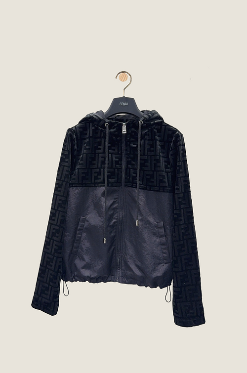 Fendi Noir Monogram Velvet Windbreaker – S–L