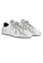 Balenciaga Crush Textured Leather Sneakers – Metallic Silver