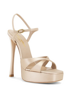 Saint Laurent “Bianca” Champagne Satin Platform Sandals