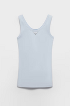 Prada Enameled Logo Tank in Sky Blue