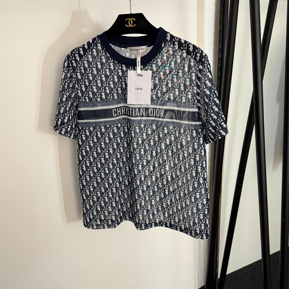 Dioriviera Oblique Mesh Tee – Navy Monogram Edition – LUXE LIVING