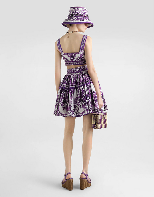 Dolce & Gabbana “Violetta Piccola” Majolica Poplin Mini Skirt