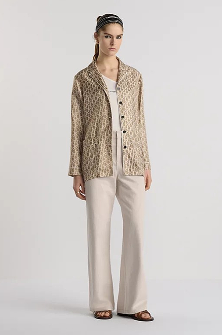 Dior “Écru Oblique” Silk Lounge Set