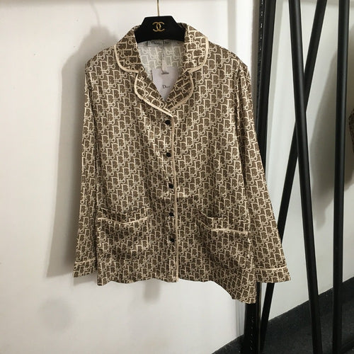 Dior “Écru Oblique” Silk Lounge Set