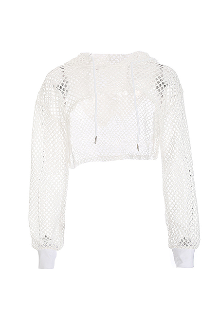 Hype Net Mesh Cropped Hoodie