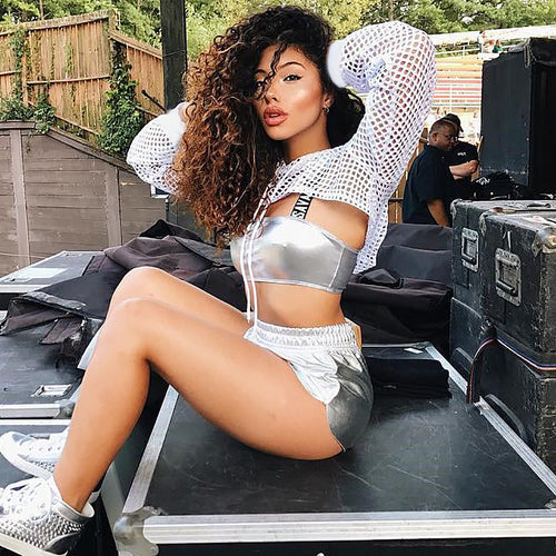 Hype Net Mesh Cropped Hoodie