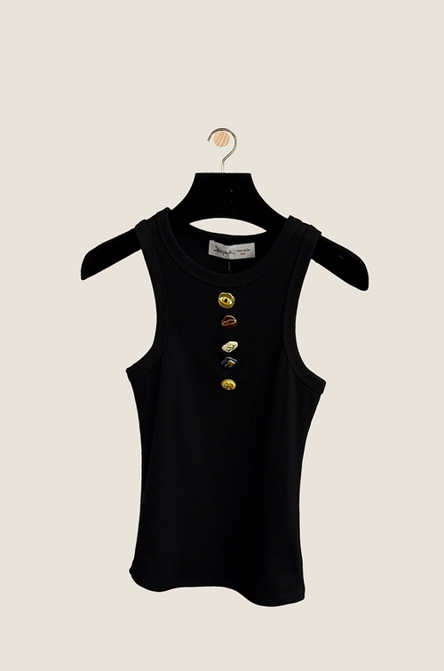 Schiaparelli “Bijoux Couture” Embellished Button Tank