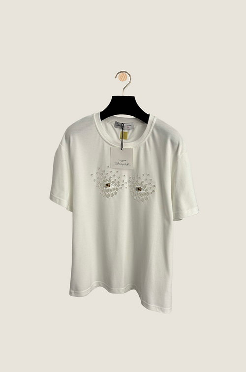 Schiaparelli “Les Yeux Dorés” Embroidered Eye Tee