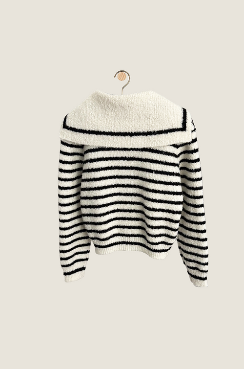 Dior “Marinière d’Hiver” Striped Bouclé Cardigan