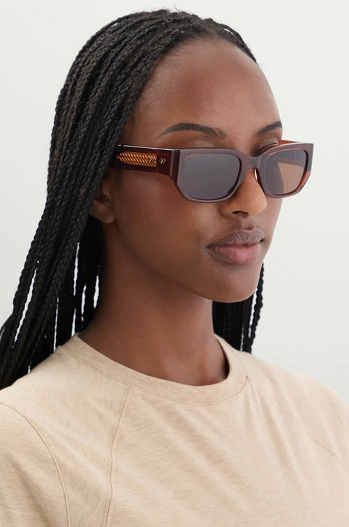 Bottega Veneta Intrecciato Temple Rectangular Sunglasses