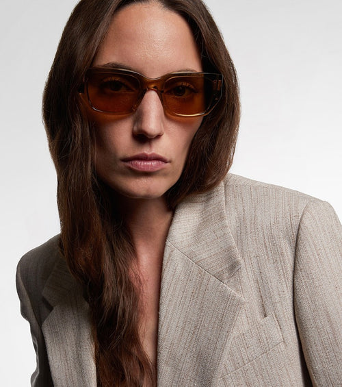 Bottega Veneta Intrecciato Temple Rectangular Sunglasses