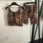Dolce & Gabbana x Skims Leopard-Print Cropped Tank & Cycling Shorts Set