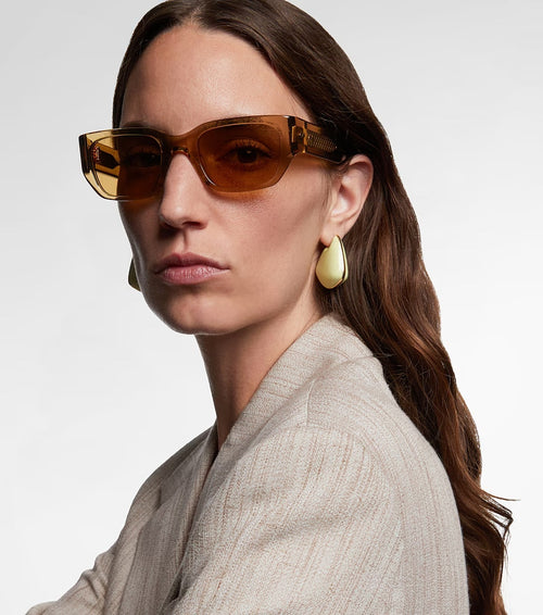 Bottega Veneta Intrecciato Temple Rectangular Sunglasses