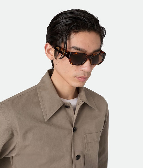 Bottega Veneta Intrecciato Temple Rectangular Sunglasses
