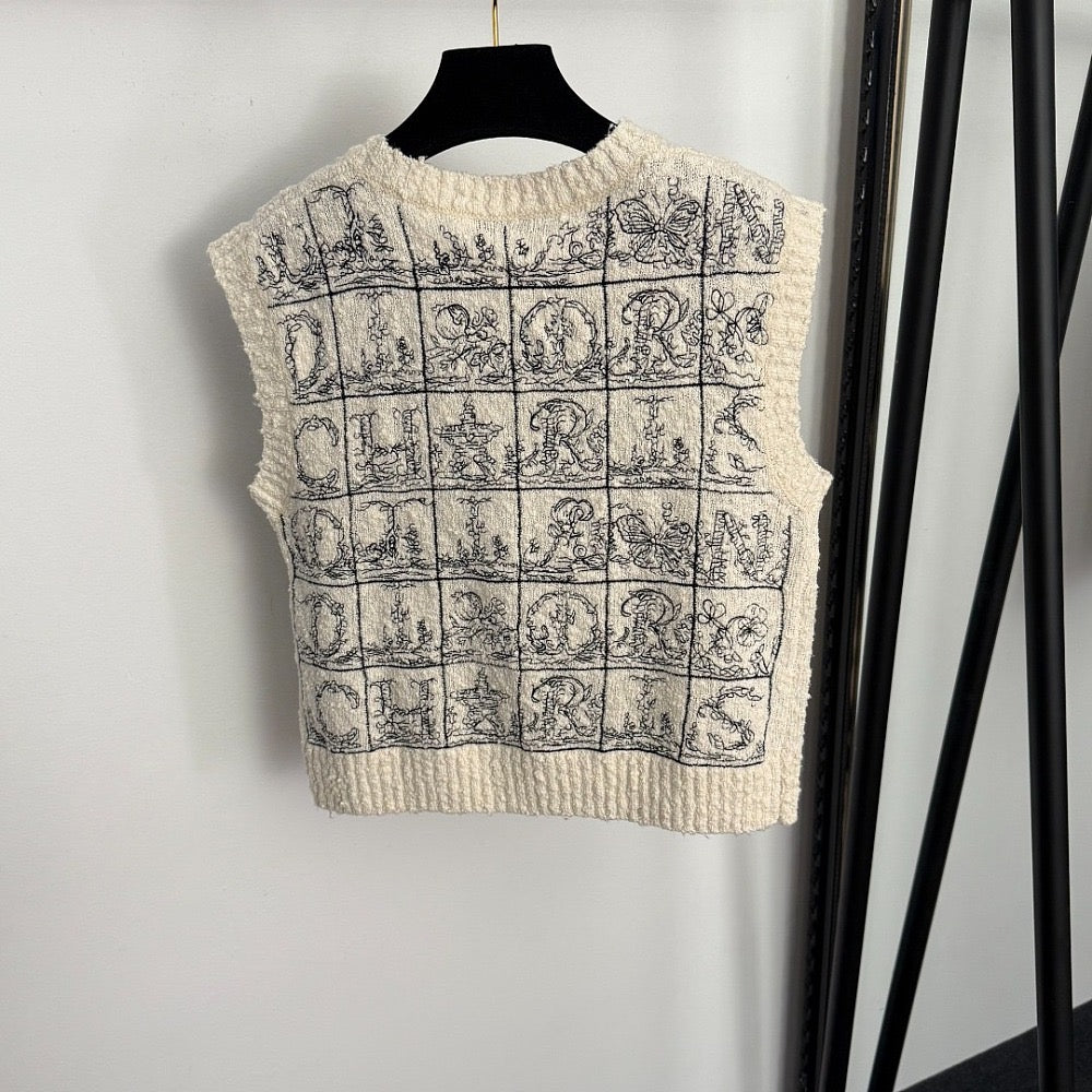 Dior “Alphabet de Toile” Embroidered Knit Vest – LUXE LIVING FASHIONS