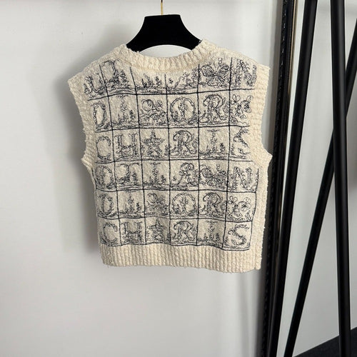 Dior “Alphabet de Toile” Embroidered Knit Vest