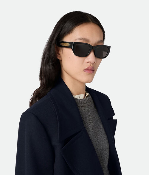 Bottega Veneta Intrecciato Temple Rectangular Sunglasses