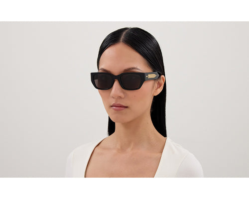 Bottega Veneta Intrecciato Temple Rectangular Sunglasses