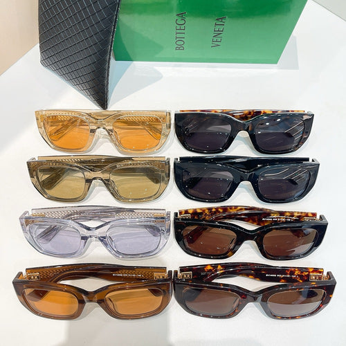 Bottega Veneta Intrecciato Temple Rectangular Sunglasses