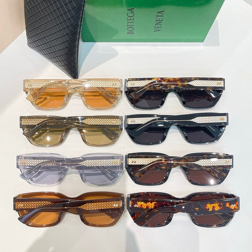 Bottega Veneta Intrecciato Temple Rectangular Sunglasses