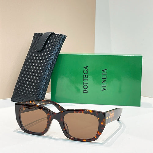 Bottega Veneta Intrecciato Temple Rectangular Sunglasses