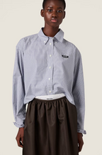 Miu Miu “Bleu Élégance” Gingham Button-Down Shirt