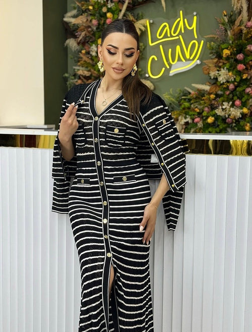 Sandro Paris “Perle Élégance” Dress & Cardigan Set