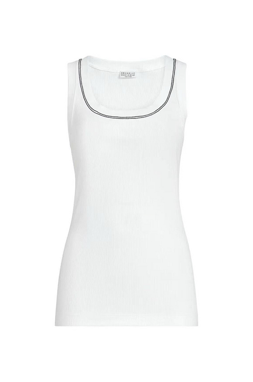 Brunello Cucinelli Monili Trim Ribbed Tank Top